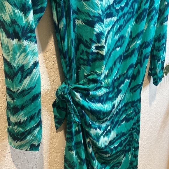 𝅺Diane von Furstenberg Turquoise Oletta Silk Faux Wrap Dress - Picture 9 of 10